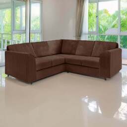 Luxor 5 Seater Chocolate Jumbo Cord Full Back L Shaped Corner Sofa Set - Brown - Wilko