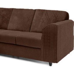Luxor 5 Seater Chocolate Jumbo Cord Full Back L Shaped Corner Sofa Set - Brown - Wilko - thumbnail 4