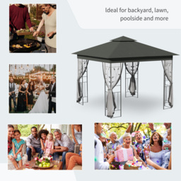 Outsunny 3 x 3m Grey Marquee Tent Garden Gazebo - Size: 280 x 300 x 300cm - Wilko - thumbnail 6