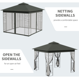 Outsunny 3 x 3m Grey Marquee Tent Garden Gazebo - Size: 280 x 300 x 300cm - Wilko - thumbnail 7
