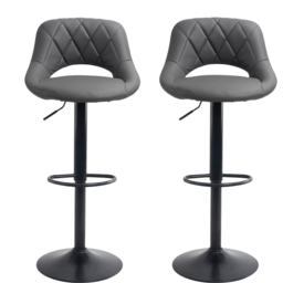 Neo Milan Set of 2 Dark Grey Leather Bar Stools - Wilko - thumbnail 3