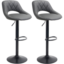 Neo Milan Set of 2 Dark Grey Leather Bar Stools - Wilko - thumbnail 4