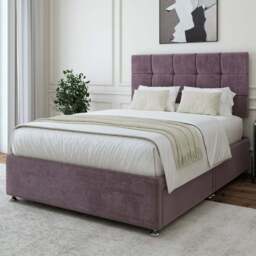 Bedmaster King Size Mauve Naples Velvet 2 Drawer Divan Base with Pearl Headboard - Brown - Wilko - thumbnail 1