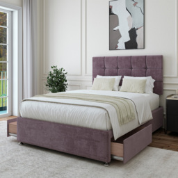 Bedmaster King Size Mauve Naples Velvet 2 Drawer Divan Base with Pearl Headboard - Brown - Wilko - thumbnail 4