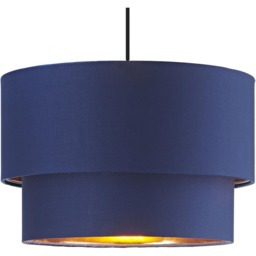 Happy Homewares Modern 2 Tier Midnight Blue Cotton Pendant Shade with Copper Inner - Size: 20 x 30 x 30cm - Wilko - thumbnail 7