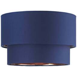 Happy Homewares Modern 2 Tier Midnight Blue Cotton Pendant Shade with Copper Inner - Size: 20 x 30 x 30cm - Wilko