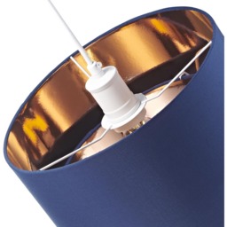 Happy Homewares Modern 2 Tier Midnight Blue Cotton Pendant Shade with Copper Inner - Size: 20 x 30 x 30cm - Wilko - thumbnail 5