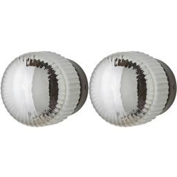 ValueLights Calpe Ribbed Smoked Shade Brushed Matte Black Flush Wall Light with Bulb 2 Pack - Size: 12 x 12 x 10.5cm - Wilko