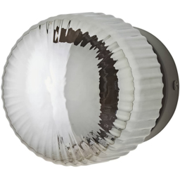 ValueLights Calpe Ribbed Smoked Shade Brushed Matte Black Flush Wall Light with Bulb 2 Pack - Size: 12 x 12 x 10.5cm - Wilko - thumbnail 4