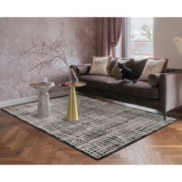 Mayfair Living Room Area Rug Metallic Sheen Contemporary Modern Mesh Design - Black 160cm x 230cm - Size: 230 x 160 x 0.7cm - Desire Rugs - Wilko - thumbnail 3