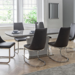 Julian Bowen Como 6 Seater Grey High Gloss Table Set - Wilko - thumbnail 1