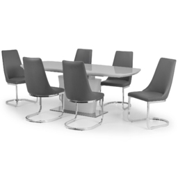 Julian Bowen Como 6 Seater Grey High Gloss Table Set - Wilko - thumbnail 3