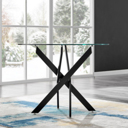 Furniturebox Arona Cesano 4 Seater Round Dining Set Blue and Black - Wilko - thumbnail 3
