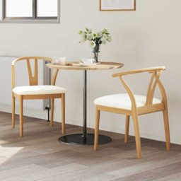 vidaXL Set of 2 Natural and White Rubberwood Curved Vintage Dining Chairs - Brown - Wilko - thumbnail 1