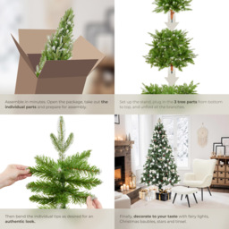 tectake Blitzen Frosted Tips Green Artificial Christmas Tree with Stand 6ft - Wilko - thumbnail 5