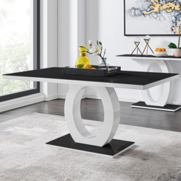 Furniturebox Lucia Cesano 6 Seater Dining Set Black Gloss and Cream - Wilko - thumbnail 3