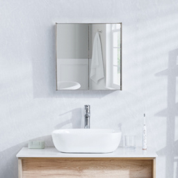 Bath Vida Tiano Steel 2 Door Mirror Bathroom Cabinet - Size: 45 x 45 x 13cm - Wilko - thumbnail 5