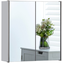 Bath Vida Tiano Steel 2 Door Mirror Bathroom Cabinet - Size: 45 x 45 x 13cm - Wilko - thumbnail 3