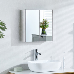 Bath Vida Tiano Steel 2 Door Mirror Bathroom Cabinet - Size: 45 x 45 x 13cm - Wilko - thumbnail 4