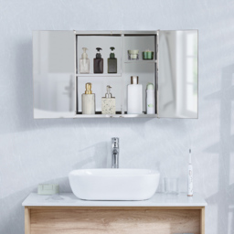 Bath Vida Tiano Steel 2 Door Mirror Bathroom Cabinet - Size: 45 x 45 x 13cm - Wilko - thumbnail 6