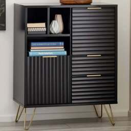 Julian Bowen Murano 2 Door 2 Drawer Matt Black Sideboard - Size: 40 x 80 x 100cm - Wilko