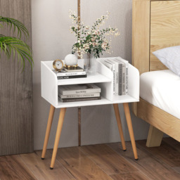 Costway Mid Century White 2 Tier Nightstand with Open Shelves - Size: 2 Shelf - Wilko - thumbnail 5