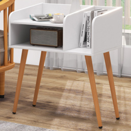 Costway Mid Century White 2 Tier Nightstand with Open Shelves - Size: 2 Shelf - Wilko