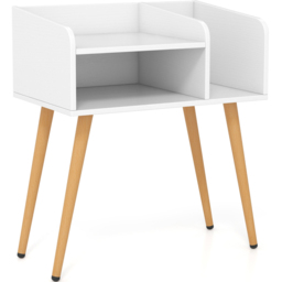 Costway Mid Century White 2 Tier Nightstand with Open Shelves - Size: 2 Shelf - Wilko - thumbnail 3