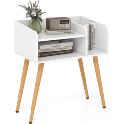Costway Mid Century White 2 Tier Nightstand with Open Shelves - Size: 2 Shelf - Wilko - thumbnail 4