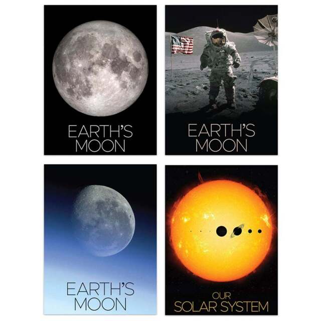 Artery8 NASA Solar System Sun Moon Lunar Orbiter Apollo 17 Wall Art Print 30 x 41cm 4 Pack - Size: 40.5 x 30.5 x 0.3cm - Multi - Wilko - image 1