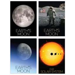 Artery8 NASA Solar System Sun Moon Lunar Orbiter Apollo 17 Wall Art Print 30 x 41cm 4 Pack - Size: 40.5 x 30.5 x 0.3cm - Multi - Wilko - thumbnail 1