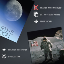 Artery8 NASA Solar System Sun Moon Lunar Orbiter Apollo 17 Wall Art Print 30 x 41cm 4 Pack - Size: 40.5 x 30.5 x 0.3cm - Multi - Wilko - thumbnail 5