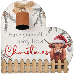 The Seasonal Gift Co. Highland Cow Heart Plaque - Size: 15 x 14.5 x 6cm - White - Wilko - thumbnail 1