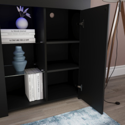 Vida Designs Azura Single Door Black LED Sideboard - Size: 35 x 75 x 83cm - Wilko - thumbnail 6