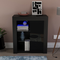 Vida Designs Azura Single Door Black LED Sideboard - Size: 35 x 75 x 83cm - Wilko - thumbnail 7