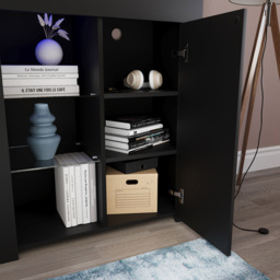 Vida Designs Azura Single Door Black LED Sideboard - Size: 35 x 75 x 83cm - Wilko - thumbnail 5
