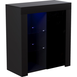 Vida Designs Azura Single Door Black LED Sideboard - Size: 35 x 75 x 83cm - Wilko - thumbnail 3