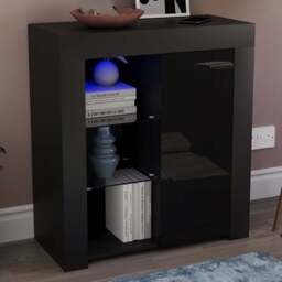 VIDA DESIGNS Azura Single Door Black LED Sideboard - Size: 35 x 75 x 83cm - Wilko
