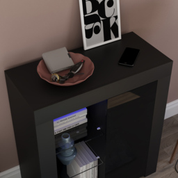 Vida Designs Azura Single Door Black LED Sideboard - Size: 35 x 75 x 83cm - Wilko - thumbnail 4