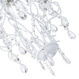Happy Homewares Matt White Chandelier Style Pendant Shade with Clear Acrylic Droplets - Size: 31 x 24 x 24cm - Wilko - thumbnail 5
