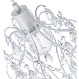 Happy Homewares Matt White Chandelier Style Pendant Shade with Clear Acrylic Droplets - Size: 31 x 24 x 24cm - Wilko - thumbnail 6