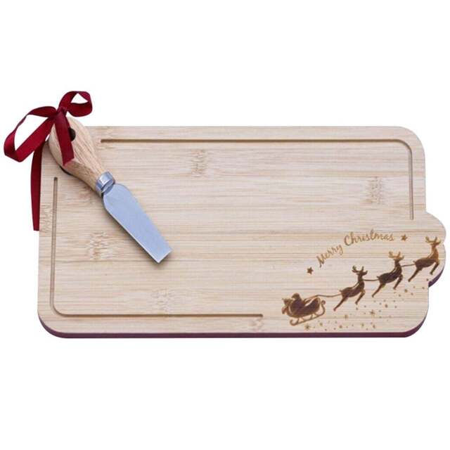 Marco Paul Bamboo Christmas Cheese Board - Size: 25 x 25 x 1cm - Brown - Wilko - image 1