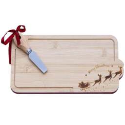Marco Paul Bamboo Christmas Cheese Board - Size: 25 x 25 x 1cm - Brown - Wilko - thumbnail 1