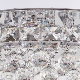Living and Home Round Crystal Droplet LED Semi Flush Ceiling Light - Size: 18 x 40 x 40cm - Silver - Wilko - thumbnail 6