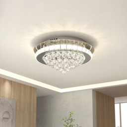 Living and Home Round Crystal Droplet LED Semi Flush Ceiling Light - Size: 18 x 40 x 40cm - Silver - Wilko - thumbnail 3