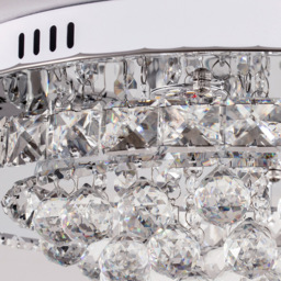 Living and Home Round Crystal Droplet LED Semi Flush Ceiling Light - Size: 18 x 40 x 40cm - Silver - Wilko - thumbnail 5