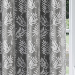 Enhanced Living Oakland Grey Leaf Print Blackout Eyelet Thermal Curtains 229 x 229cm - Wilko - thumbnail 4