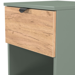 Crowndale Bora 2 Drawer Single Shelf Gold Oak and Reed Green Bedside Cabinet - Wilko - thumbnail 7