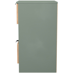 Crowndale Bora 2 Drawer Single Shelf Gold Oak and Reed Green Bedside Cabinet - Wilko - thumbnail 4