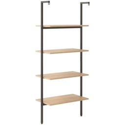 vidaXL 4-Tier Light Brown and Black Leaning Shelf - Size: 225 x 42.5 x 30cm - Wilko - thumbnail 4
